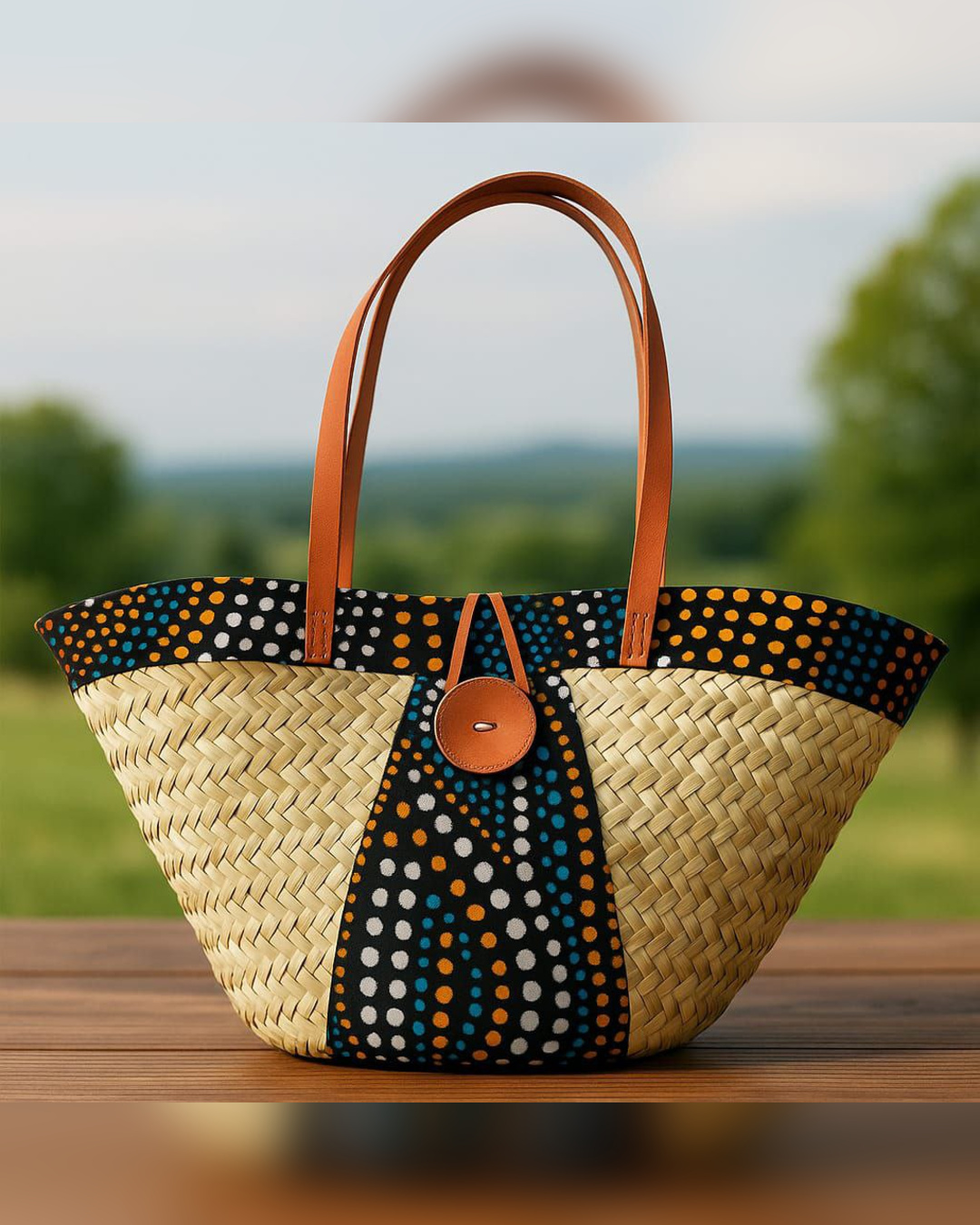 Kitenge Trimmed Artisanal Shopping Kikapu